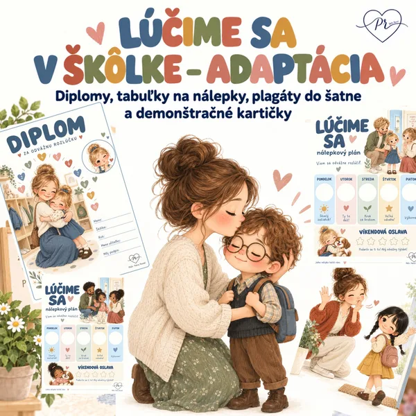 Adaptácia - motivačný súbor na uľahčenie ranného lúčenia (diplomy, tabuľky, plagáty)