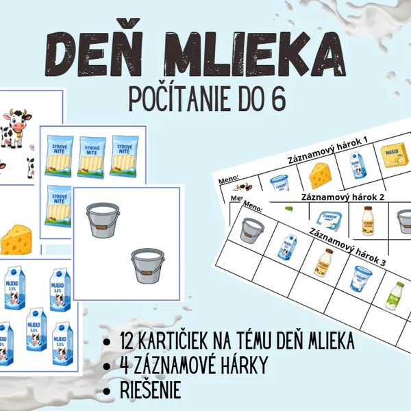 🥛 DEŇ MLIEKA – počítanie do 6