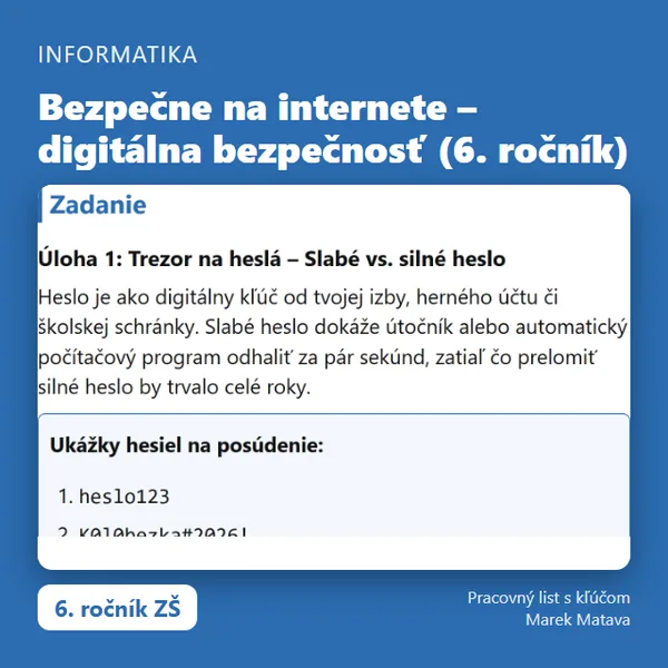 🔒 Bezpečne na internete – digitálna bezpečnosť (6. ročník)