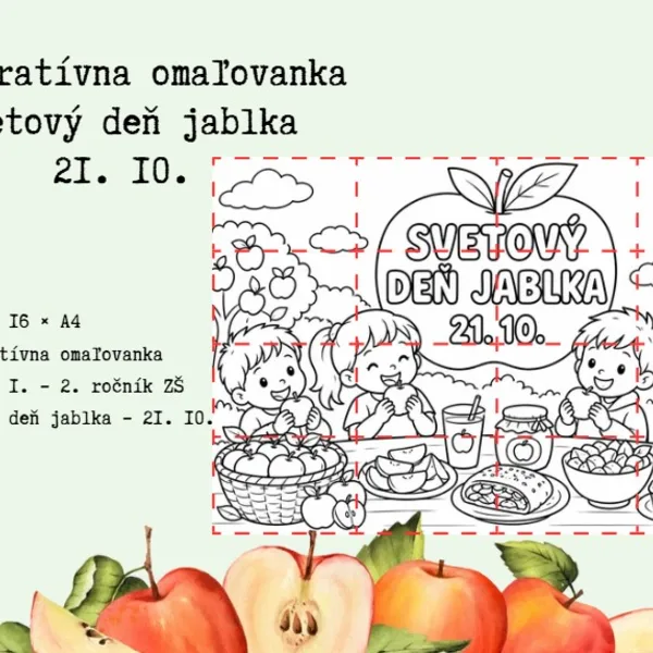 🍎 Kooperatívna omaľovanka – Svetový deň jablka 21. 10.