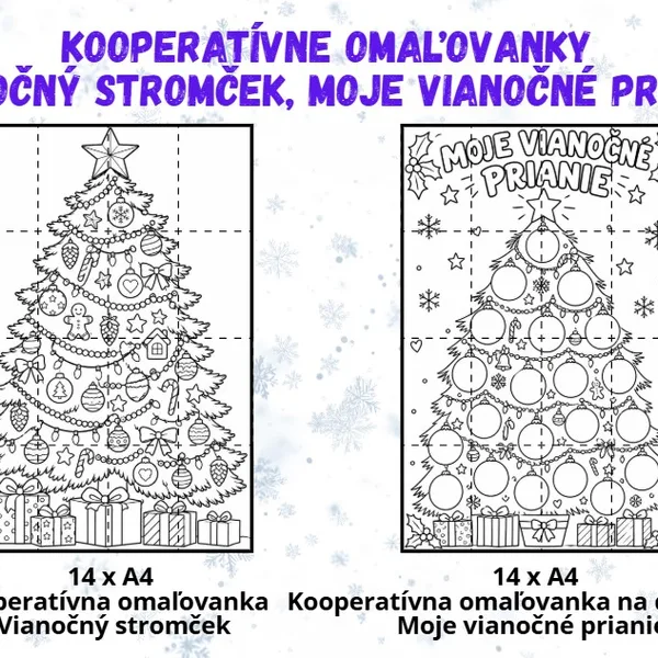 Kooperatívne omaľovanky - Vianočný stromček, Moje vianočné prianie 🎄