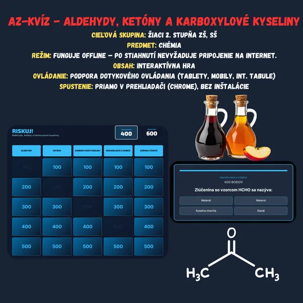 AZ-kvíz - Aldehydy, ketóny a karboxylové kyseliny