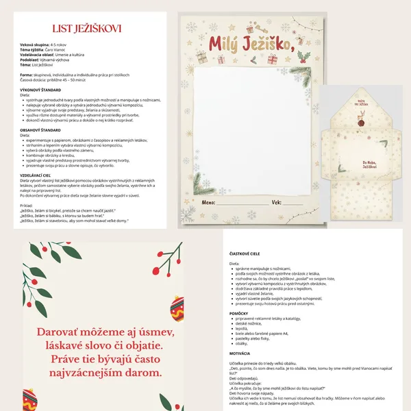 List Ježiškovi-Príprava hodiny-výtvarná výchova
