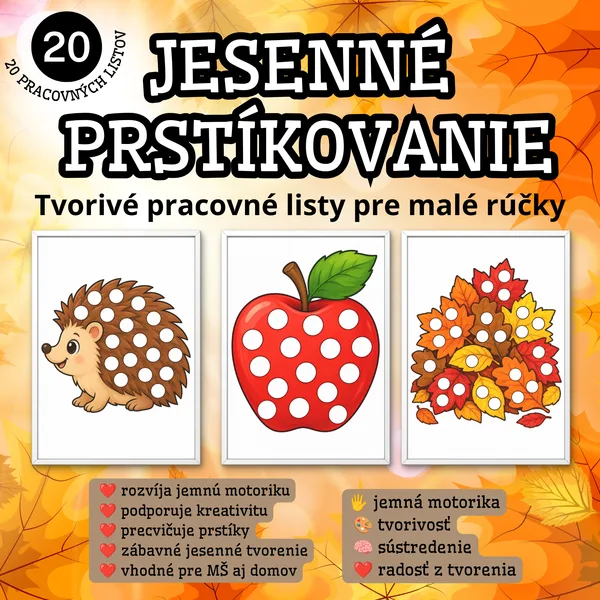 Jesenné prstíkovanie – tvorivé pracovné listy