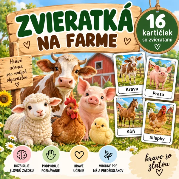 Zvieratká na farme – obrázkové kartičky