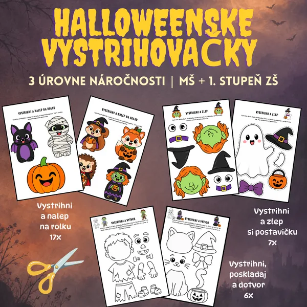 🎃 HALLOWEENSKE VYSTRIHOVAČKY | 3 úrovne náročnosti | MŠ + 1. stupeň ZŠ