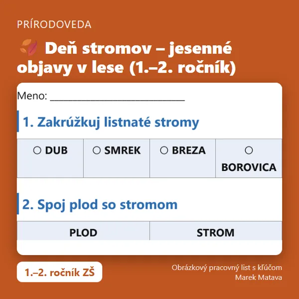 🍂 Deň stromov – jesenné objavy v lese (1.–2. ročník)