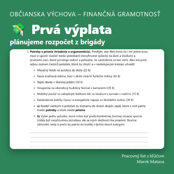 💸 Prvá výplata – plánujeme rozpočet z brigády 