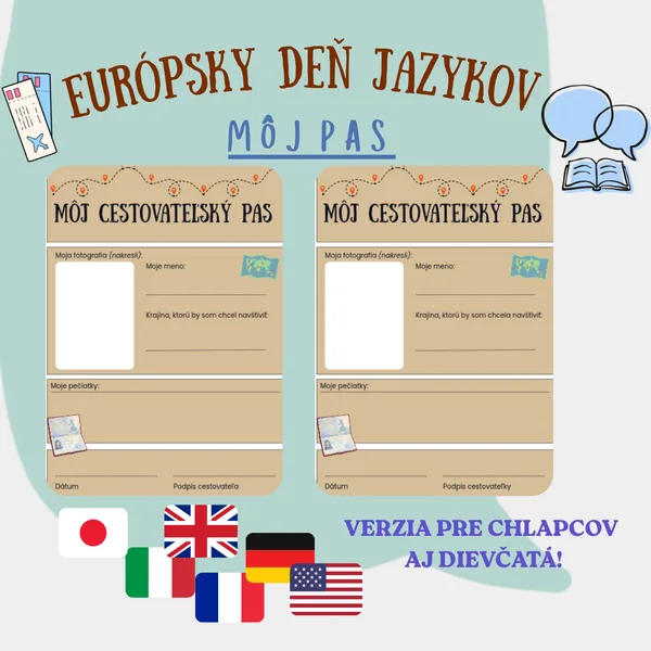 🌍 EURÓPSKY DEŇ JAZYKOV – CESTOVATEĽSKÝ PAS🌍