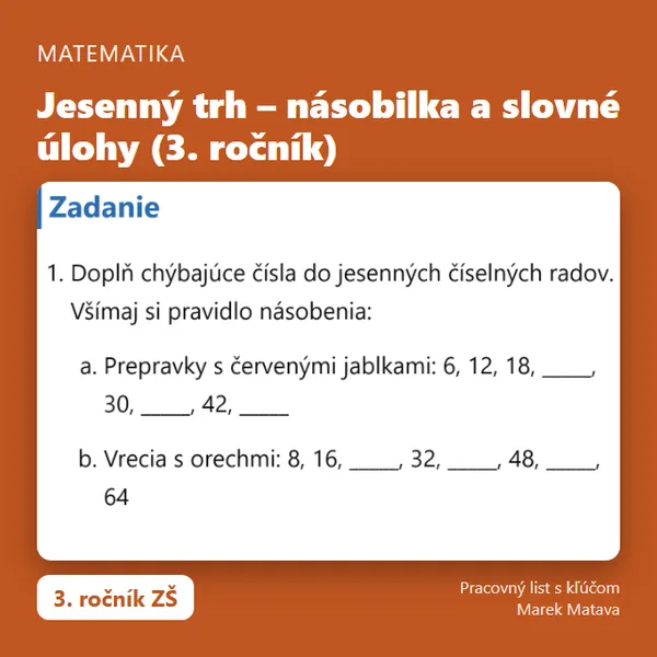 🍎 Jesenný trh – násobilka a slovné úlohy (3. ročník)