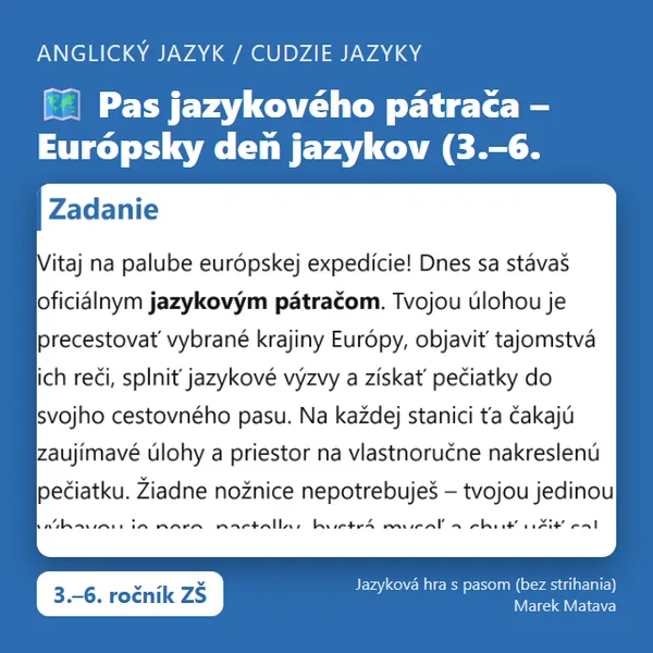 🗺️ Pas jazykového pátrača – Európsky deň jazykov (3.–6. ročník)