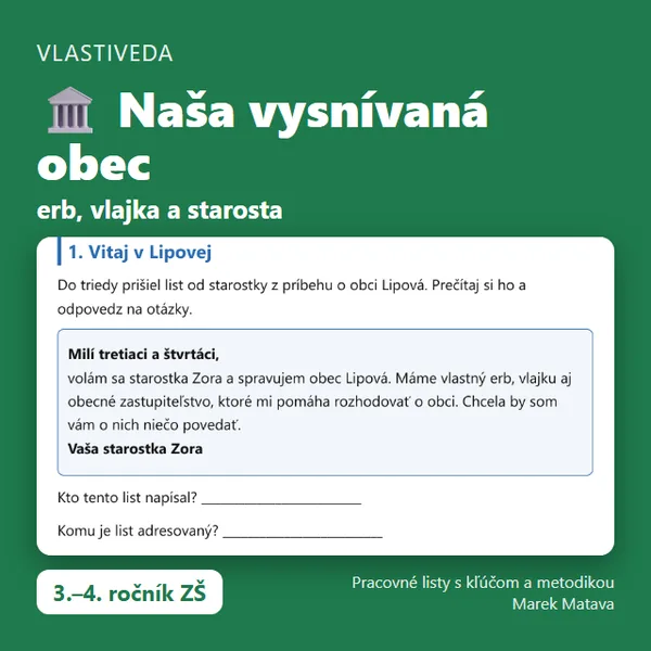 🏛️ Naša vysnívaná obec – erb, vlajka a starosta (3.–4. ročník)