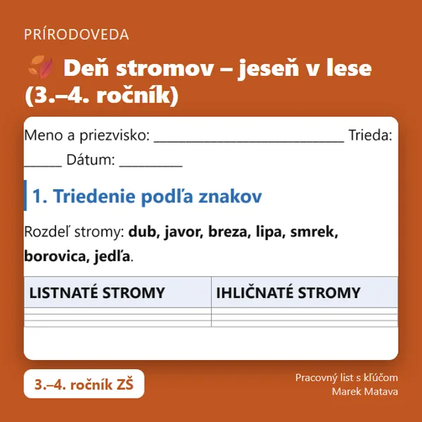 🍂 Deň stromov – jeseň v lese (3.–4. ročník)