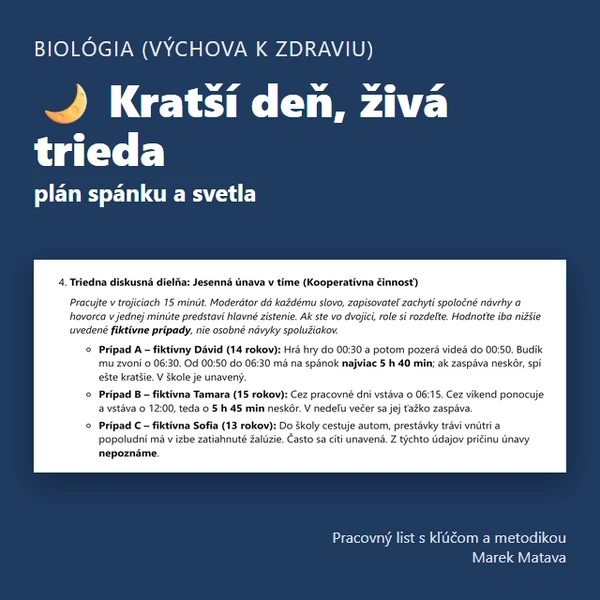 🌙 Kratší deň, živá trieda – plán spánku a svetla