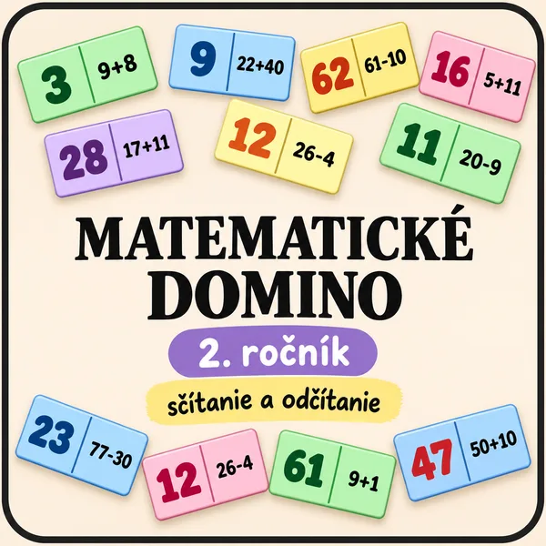 Matematické domino - sčítanie a odčítanie do 100
