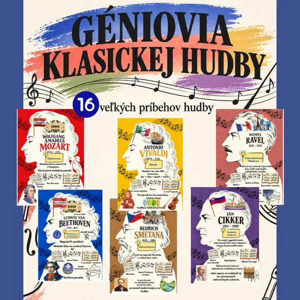 Géniovia klasickej hudby/ výzdoba, informácia, životopis, dielo, hudba