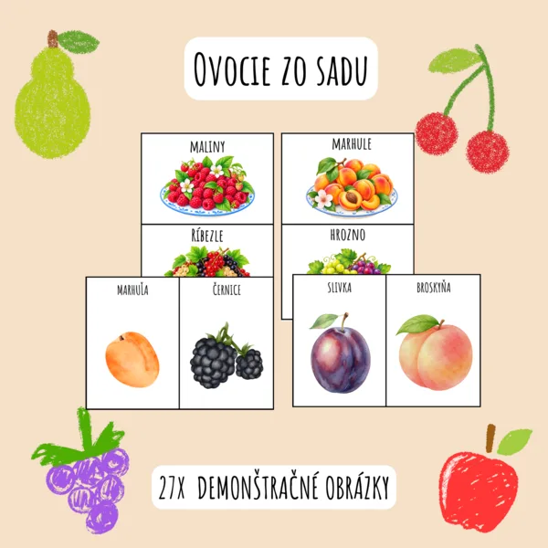 Ovocie zo sadu - demonštračné obrázky