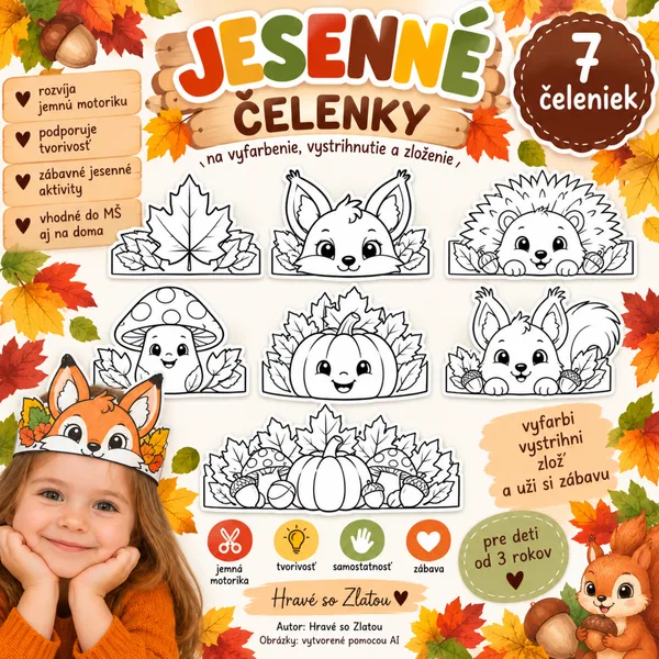 Jesenné čelenky – vyfarbi, vystrihni a zlož