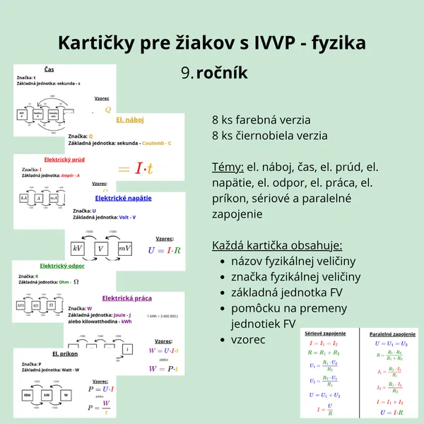 Fyzika 9. ročník - Kompenzačné kartičky IVVP
