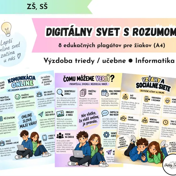Digitálny svet s rozumom – 8 edukačných plagátov | digitálna gramotnosť, bezpečnosť na internete