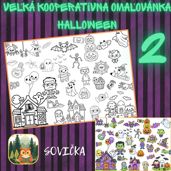 🎃Veľká kooperatívna omaľovánka – Halloween 2 | Spoločné vyfarbovanie pre deti🎃