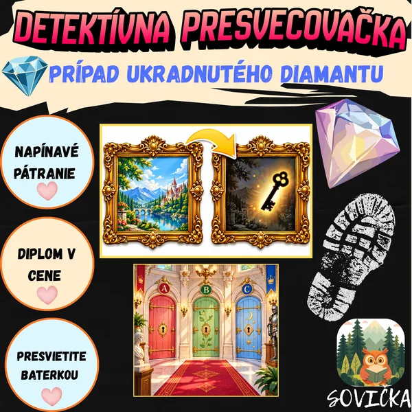 Detektívna presvecovačka 🔦 Prípad ukradnutého diamantu 💎 | Pátracia hra s baterkou + diplom