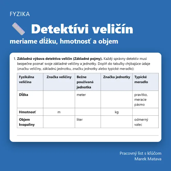 📏 Detektívi veličín – meriame dĺžku, hmotnosť a objem 