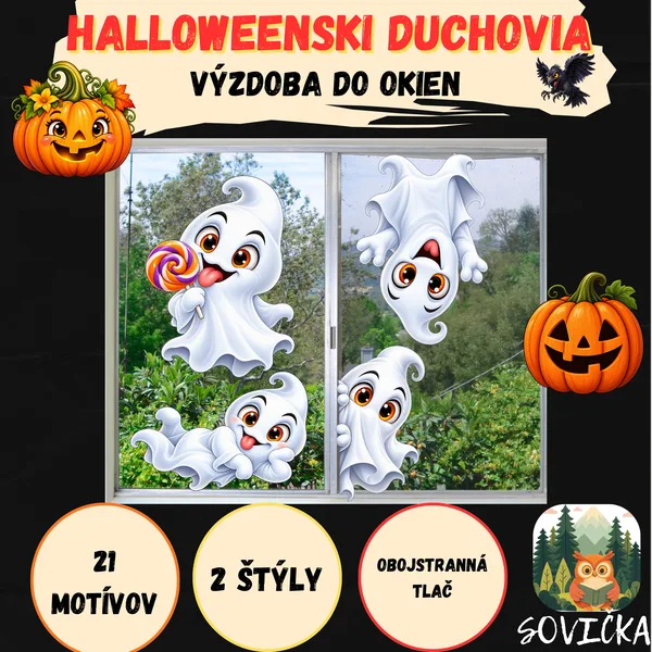 👻 HALLOWEENSKI DUCHOVIA DO OKIEN – 21 MOTÍVOV V 2 ŠTÝLOCH