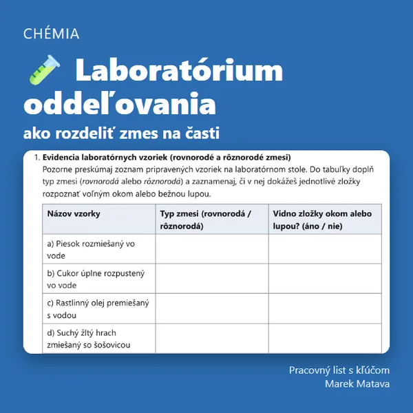 🧪 Laboratórium oddeľovania – ako rozdeliť zmes na časti 