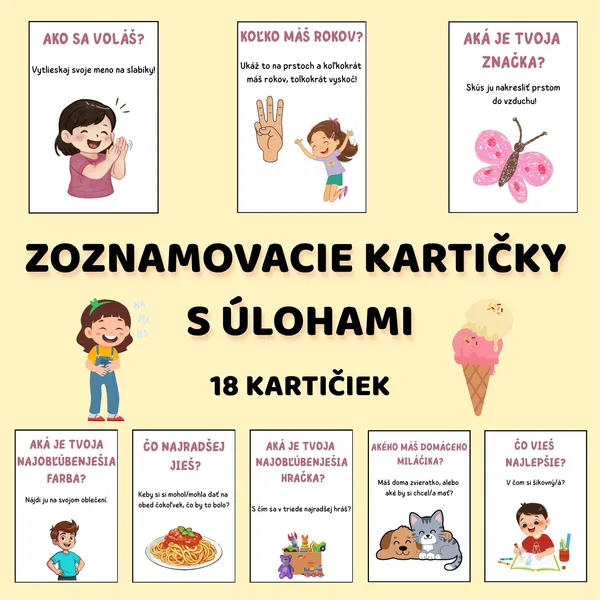 Zoznamovacie kartičky s úlohami