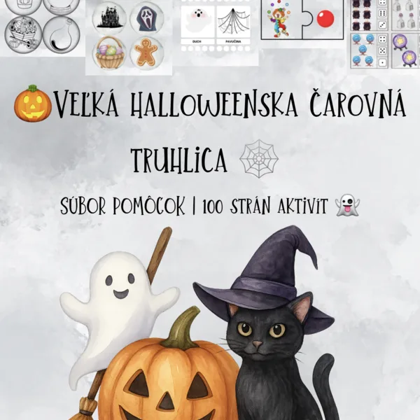 🎃 Veľká halloweenska čarovná truhlica 🕸️ – 100 strán aktivít 👻