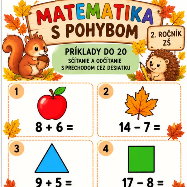 Jesenná MATEMATIKA s pohybom pre 1. a 2. ročník v obore do 20 s prechodom cez základ 10