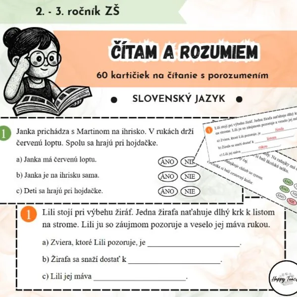 Čítam a rozumiem | 60 kartičiek na čítanie s porozumením
