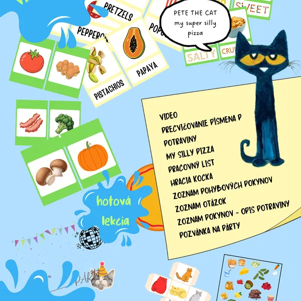 Pete the cat - The perfect pizza party - FOOD, ready to use lesson, VIDEO LESSON