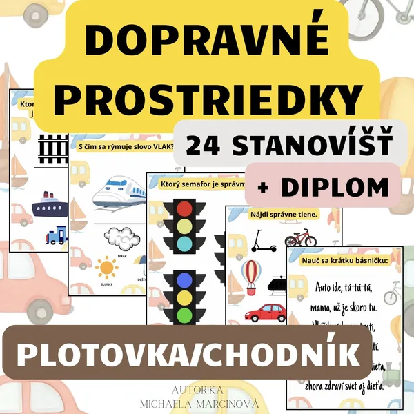 DOPRAVNÉ PROSTRIEDKY (24 úloh + diplom) Veľká plotovka / stezka