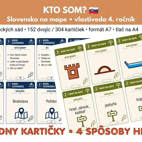 HÁDANKY KTO SOM? - Slovensko na mape, vlastiveda 4. ročník