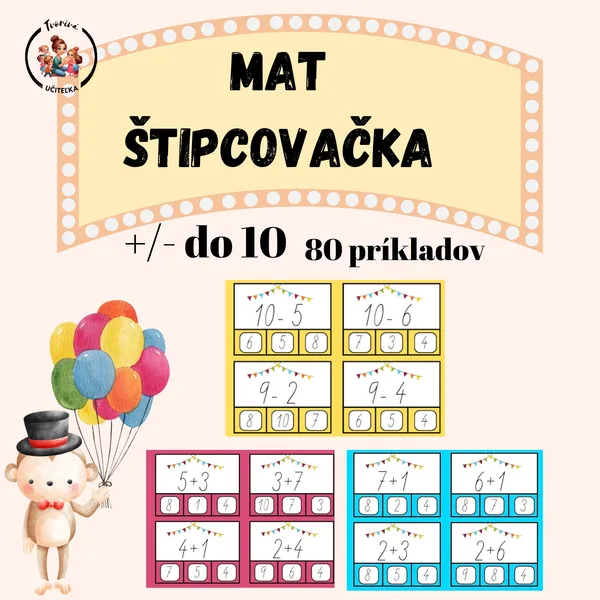 Štipcovačka - sčítanie a odčítanie do 10
