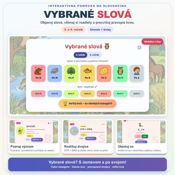 Vybrané slová pre 3. a 4. ročník