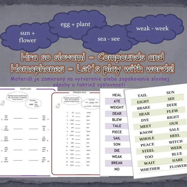 Hra so slovami - Compounds and Homophones - Let's play with words!