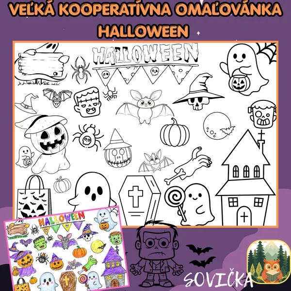 🎃 Veľká kooperatívna omaľovánka – Halloween