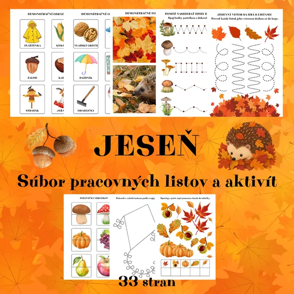 Jeseň - súbor pracovných listov a aktivít pre MŠ