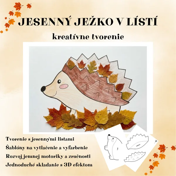 Jesenný ježko v lístí – kreatívne tvorenie