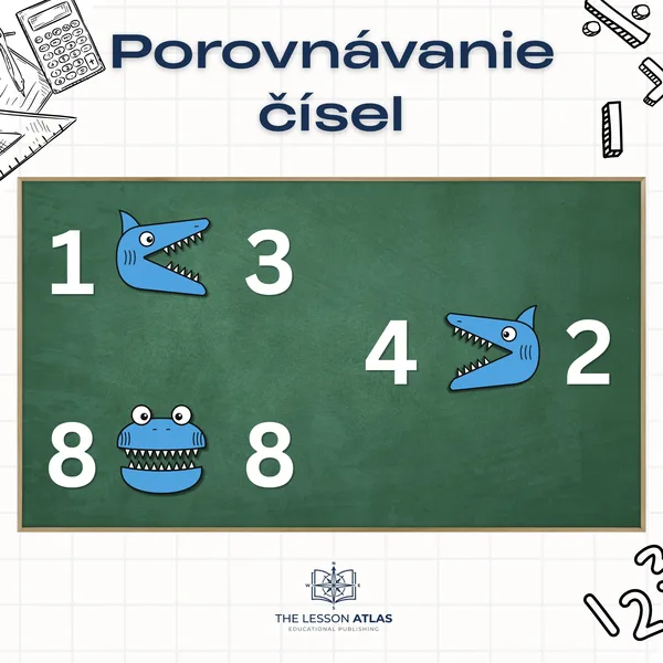 Hladný žralok – porovnávanie a počítanie čísel (>, <, =)