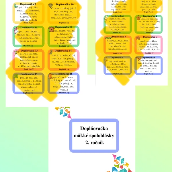 Doplňovačky po mäkkých spoluhláskach (2. ročník)