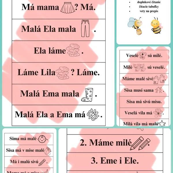 Doplnkové čítanie k Šlabikáru (písmená A - S)