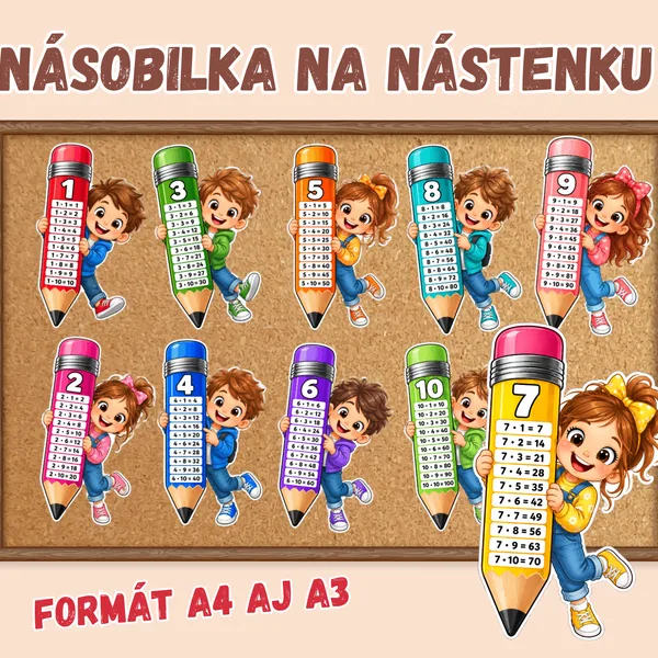 Farebná násobilka na nástenku / Výzdoba ceruzky / Násobenie