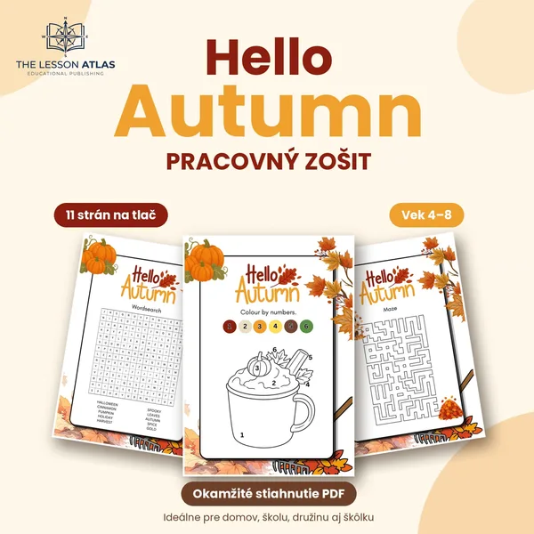 Hello Autumn: jesenný pracovný zošit na tlač (11 strán, PDF, A4)