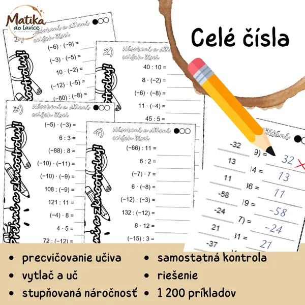 Celé čísla – Prehni a skontroluj (násobenie a delenie)