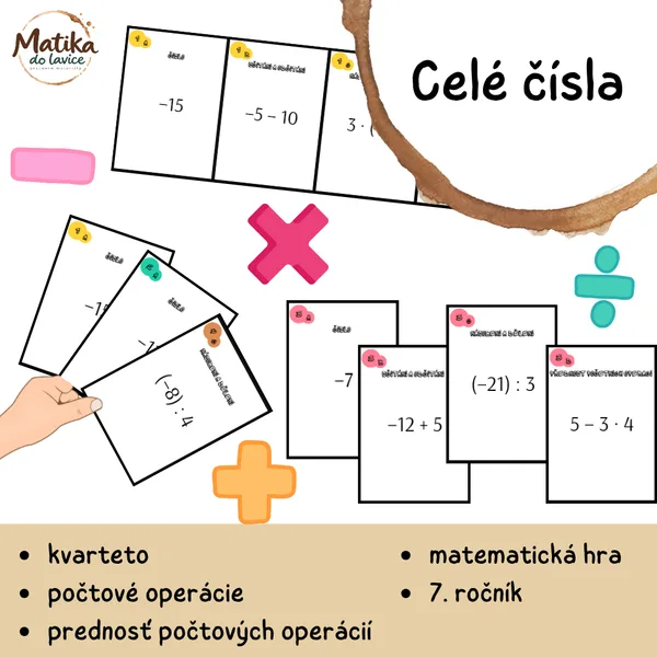Celé čísla – matematické kvarteto | 32 kariet