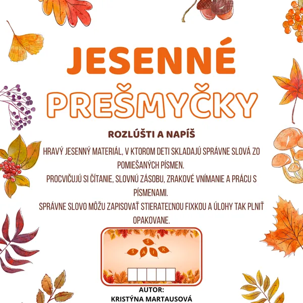 Jesenné prešmyčky - Rozlúšti slovo 🔤🍂
